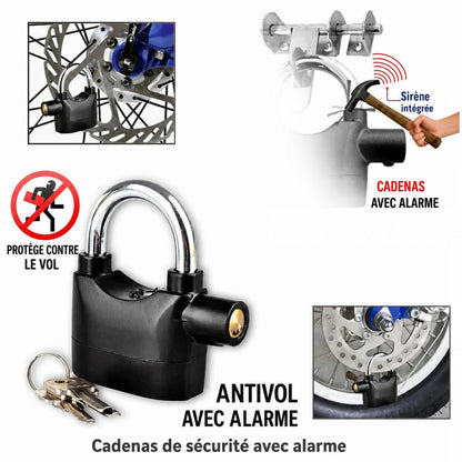 🔒 Cadenas Alarme Anti-Vol 110 dB – Sécurité Instantanée contre les Effractions