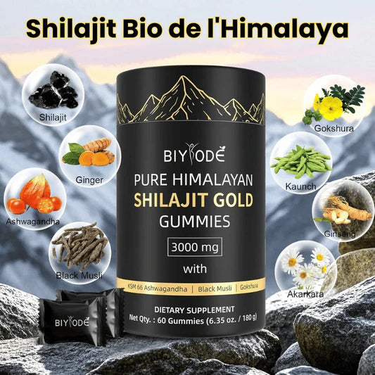 Gummies Shilajit Gold Himalayan – 3000 mg 🔥 Boost d'énergie et de vitalité naturelle